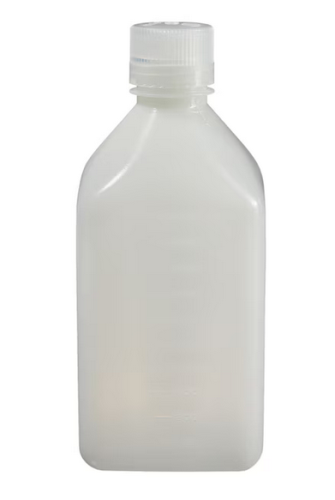 Nalgene Square High-Density Polyethylene (HDPE) Graduated Bottles with Narrow-Mouth, 38-430 mm Polypropylene Closure, 6/PK or 24/CS, Thermo Scientific, 2018-1000