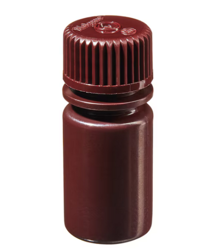 Nalgene Bottle, Amber Narrow-Mouth High-Density Polyethylene (HDPE) with Amber Polypropylene (PP) Screw Closure, 15 mL, EA, 12/PK or 72/CS, Thermo Scientific, 2004-9050