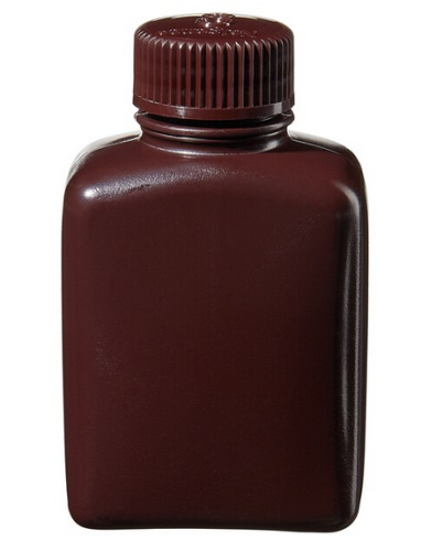 Nalgene Bottle, Amber, Rectangular Wide-Mouth High-Density Polyethylene (HDPE) with Polypropylene (PP) Screw Closure, 125 mL, Thermo Scientific, 2009-0004