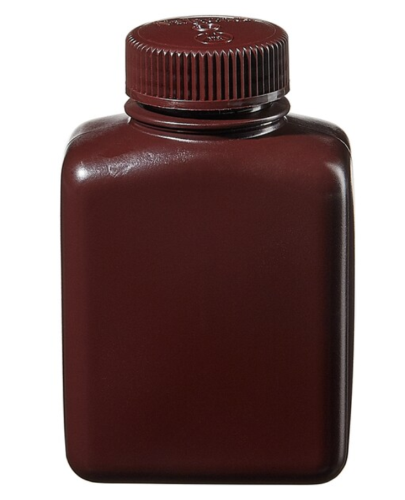 Nalgene Bottle, Amber, Rectangular Wide-Mouth High-Density Polyethylene (HDPE) with Polypropylene (PP) Screw Closure, 250 mL, Thermo Scientific, 2009-0008