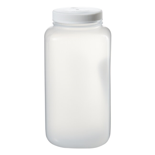 Nalgene Bottle, Large, Square Wide-Mouth Polypropylene Copolymer (PPCO) with White Polypropylene (PP) Screw Closure, 4000 mL / 1 Gal, Thermo Scientific, 2122-0010