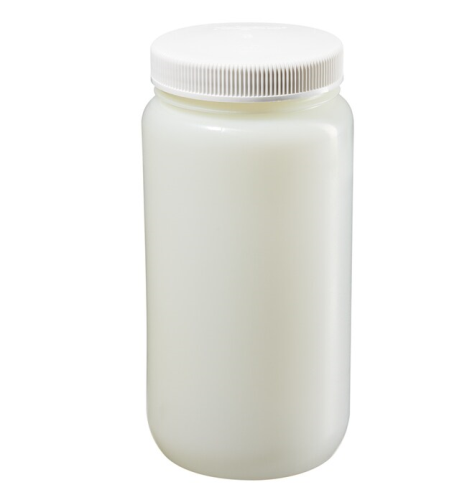 Nalgene Bottle, Large Wide-Mouth Fluorinated High-Density Polyethylene (HDPE) with Fluorinated Polypropylene (PP) Screw Closure, 2 L, Thermo Scientific, 2124-0005
