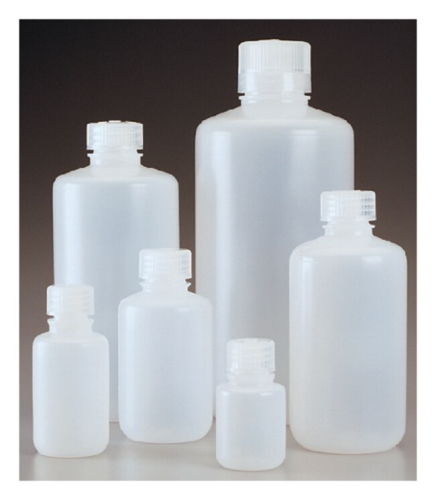 Nalgene Bottle, Round, Narrow-Mouth, High-Density Polyethylene with Polypropylene (PP) Cap, 250 mL, EA or 72/CS, Thermo Scientific, 2089-0008