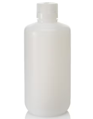 Nalgene Bottle, Narrow-Mouth, High-Density Polyethylene (HDPE) with Polypropylene (PP) Screw Cap, 1 L, EA, 24/PK or 50/CS, Thermo Scientific, 332089-0032
