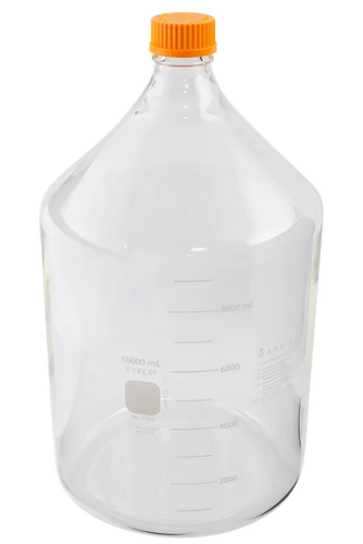 PYREX Bottle, Round Media Storage, with GL45 Screw Cap, 10 L, 1/CS, Corning 1395-10L