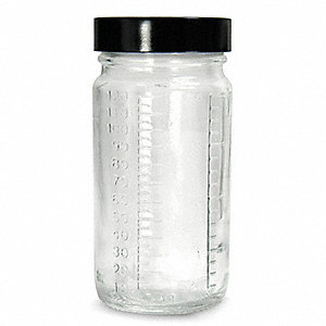 Qorpak Bottle, Flint Glass, 4 oz. Wide Mouth Round with 48-400 Black Phenolic Pulp/Vinyl Cap, 24/CS, Berlin Packaging LLC, GLC-01523
