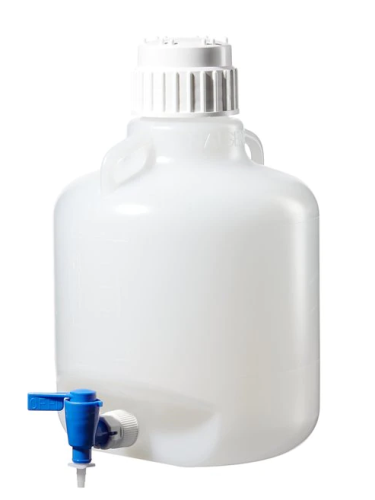 Nalgene Carboy, Autoclavable, Wide-Mouth, Polypropylene with Polypropylene Spigot & Screw Closure with TPE Gasket, 20 L, Thermo Scientific, 2319-0050