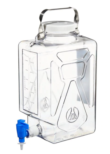 Nalgene Carboy, Rectangular, Wide-Mouth, Polycarbonate (PC) with Polypropylene (PP) Spigot & Screw Closure, 20 L, 1/PK or 4/CS, Thermo Scientific, 2322-0050