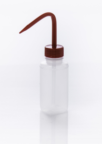 Wash Bottle, Narrow-Mouth, Low-Density Polyethylene (LDPE) with Red Polypropylene (PP) Cap Assembly, 125 mL, EA, SP Bel-Art Products, F11613-0125