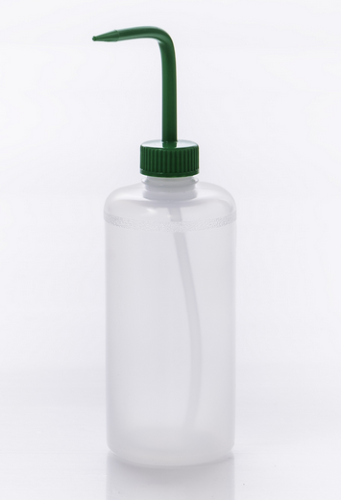 Wash Bottle, Narrow-Mouth, Low-Density Polyethylene (LDPE) with Green Polypropylene (PP) Cap Assembly, 500 mL, 6/PK, Bel Art Products, F11617-0500