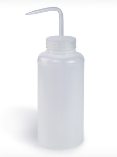 Wash Bottle, Wide-Mouth, Low Density Natural Polyethylene (LDPE) with Polypropylene (PP) Cap Assembly, 1000 mL, SP Bel Art Products, F11620-1000