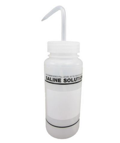 Wash Bottle, Wide-Mouth, Low-density Polyethylene (LDPE) Safety-Labeled Saline, with Natural Polypropylene (PP) Cap, (No Diamond), 500 mL, SP Bel-Art Products, F11646-0617