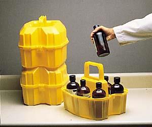 Bottle Carrier with Cover, Stackable, 6 Positions for 500 mL Bottle, Linear Low-Density Polyethylene (LLDPE), Thermo Scientific, 6505-0010