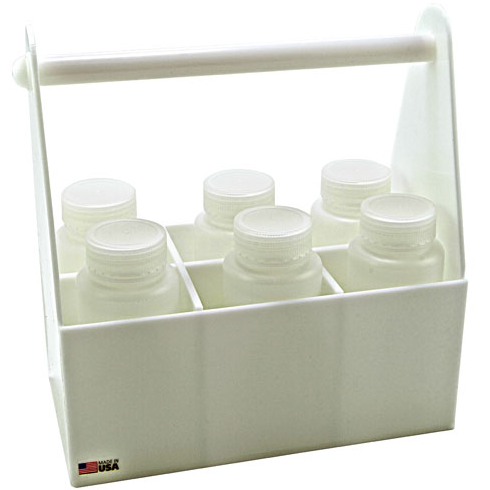 Bottle Carrier, High-Density Polyethylene (HDPE), 6 Place for 1000 mL Bottles, Dynalon Labware, 165034