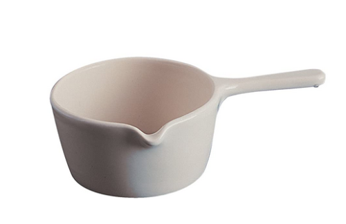 Casserole with Lip and Flat Porcelain Handle, 450 mL, 64 mm height, 120 mm OD, Coors 66062 (Replacement for 60062)