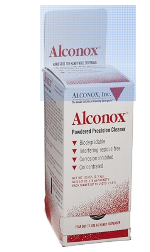 Cleanser, Alconox, Concentrated, Anionic Detergent for Manual and Ultrasonic Cleaning, Dilute 1:100, 50 x 1/2 oz Packets, Alconox, 1112