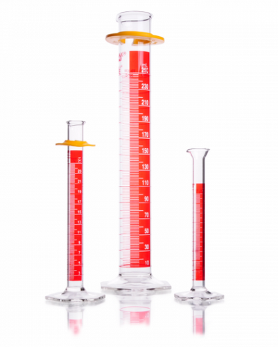 Graduated Cylinder, Calibrated To Deliver, Red Stripe, 50 mL, 20024D-5