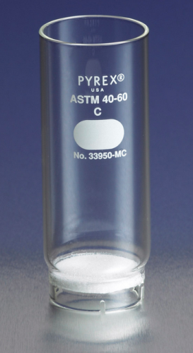 Pyrex Extraction Thimble, Extra Coarse Fritted, 35 mm Diameter, 90 mm Long, Corning, 33950-MEC