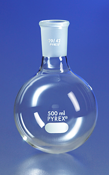 Boiling Flask, Borosilicate Glass, Round Bottom, Short Neck, 29/42 Standard Taper Joints, 1 L, Corning 4321-1 L