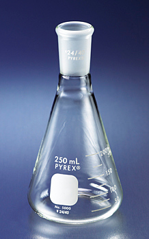 Flask, Pyrex, Erlenmeyer, Narrow Mouth, Standard Taper Joint, Graduated, 1000 mL, Corning 5000-1 L