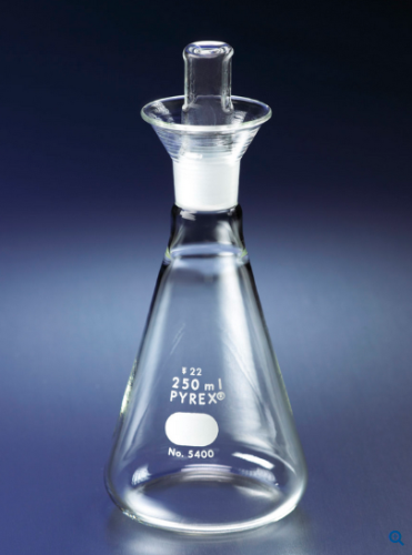 PYREX 500 mL Iodine Determination Flasks with Glass No. 22 Standard Taper Stopper, Corning, 5400-500