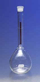 Flask, Pyrex, Volumetric, Lifetime Red, Class A, Standard Taper Stopper, 100 mL, Corning 5660-100