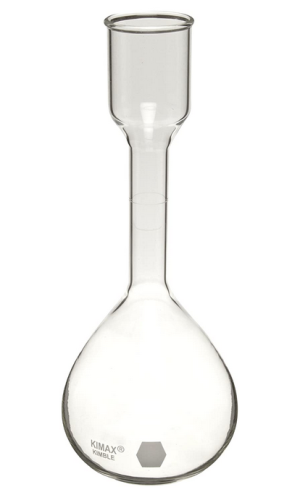 Flask, Kohlraush Sugar Volumetric, Class A, Borosilicate Glass with Enlarged Mouth, 100 mL K28100