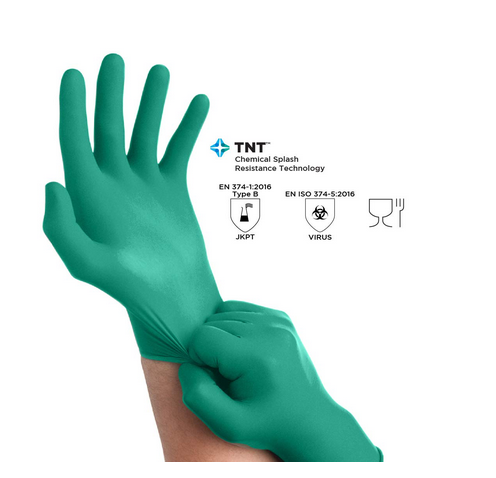 Teal 9.5 in. Touch N Tuf 4 mil Premium Quality Nitrile Ambidextrous Powder-Free Disposable Gloves With Smooth Finish And Rolled Cuffs, Size Large