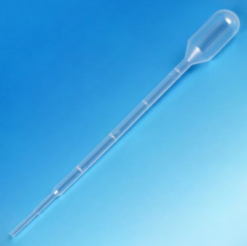 Transfer Pipet, 3.0 mL, Small Bulb, Graduated to 1 mL, 140 mm, Bulb Draw - 2.2 mL, 500/PK, 137035-500