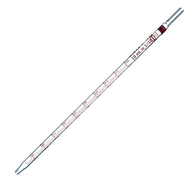 Pipet, Serological, for Cotton Plugging, Large Tip, Reusable, Color-Coded Orange, 10 mL x 0.1 mL, Kimble 37034B-10