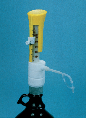OPTIFIX BASIC Dispenser, 2-10 mL, Ideal for Critical Dispensing Applications, Used for Aqueous Solutions, Light Acids, and Crystallizing Substances. Piston is Glass, Sheathed in Thick PTFE.