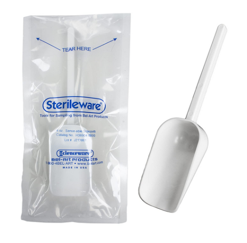 Scoop, Sampling, Sterilized Polystyrene, Individually Wrapped, 125 mL Capacity, 221 cm Long, Case of 100, Bel Art Products, H36904-0000