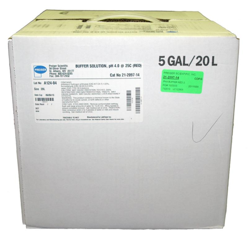pH 4 Buffer Solution, Red (Package of 20 L) (Non-Regulated)