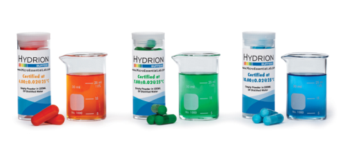 HYDRION Tri-Chek Buffer Set-Capsules pH 4, 7 & 10, Yields 100 mL Solution, Micro Essential Laboratory, CC-471V