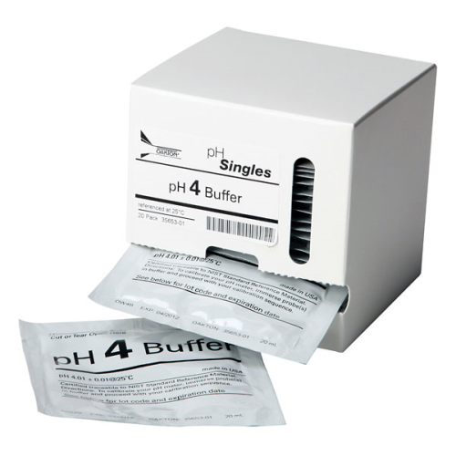 OAKTON pH Buffer Pouches, pH 4.01, buffers are NIST-Traceable and Offer 0.01 Accuracy at 77 F (25 C), Cole-Parmer Instrument Company, WD-35653-01