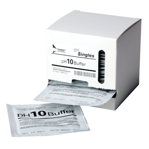 OAKTON pH Buffer Pouches, pH 10.00, buffers are NIST-Traceable and Offer 0.01 Accuracy at 77 F (25 C), Cole-Parmer Instrument Company, WD-35653-03