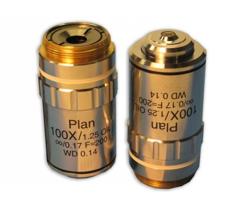 Plan Achromat 100X Spring Loaded N.A. 1.25 Oil W. D. 0.14 mm, Meiji Techno America, MA970