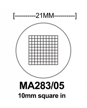 Eyepiece Micrometer, 10 mm Square Divided into 100 - 1 mm Squares, 21 mm Diameter, Meiji Techno America, MA283/05