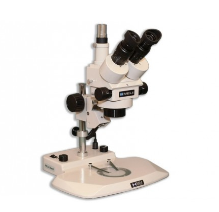 Trinocular Stereomicroscope with SWF 10X Eyepieces, PKL 2 Pole Stand & F Focusing Mount, Meiji Techno America, EMZ-5TR/PKL2/F