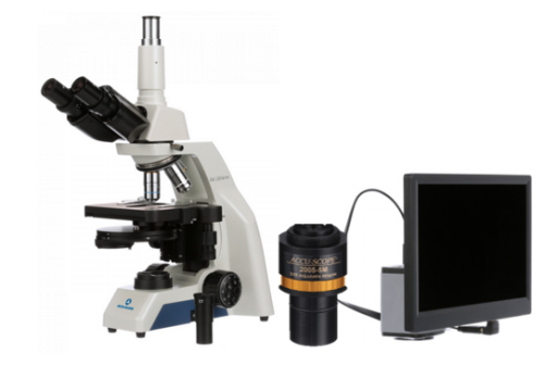 Excelis Trinocular Microscope with Turret Phase System/0.50 Focusable C-Mount Adapter/Excelis HD Lite with Monitor System, Accu-Scope, EXC-123PH/20055M/AU300HDS
