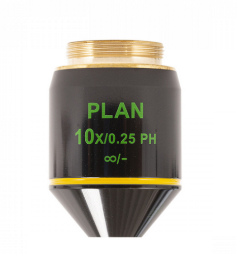 10X Infinity Plan Phase Contrast Objective N.A. 0.20, WD 4.70 mm, Accu-Scope, 00-3174-PH