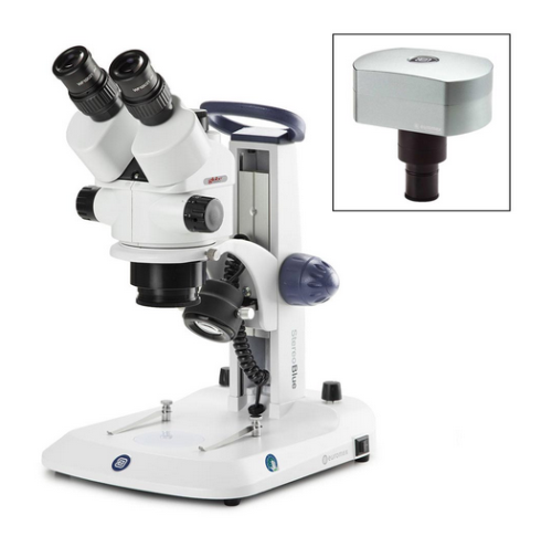 Trinocular Stereo Zoom Microscope StereoBlue, 0.7X To 4.5X Zoom Objective, Magnification From 7X To 45X, Globe Scientific, ESB-1903-DC18