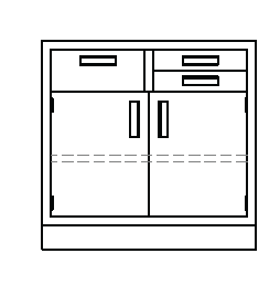 Metal Standing-Height Cabinet (35 in.) with 2 Doors at Bottom and 2 Shallow Drawers on Right Side Above Door and 1 Deeper Drawer on Left Side Above Door, with Adjustable Shelf in Bottom Cabinet, 48 in. Wide, Prime Industries, B3548-212B