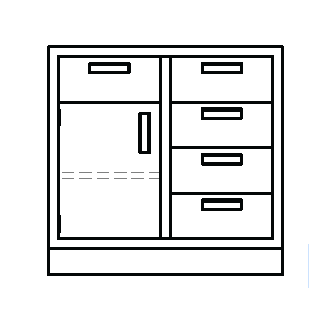 Metal Standing-Height Base Cabinet with 4 Drawers on Right Side and 1 Upper Drawer and Door on Left and Adjustable Height Shelf, 48 in. Wide, Prime Industries, B3548-150(L)
