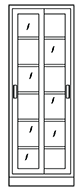 Metal Laboratory Floor Cabinet, 48 in.W x 16 in.D x 84 in. H with 2 Sliding Glass Framed Doors, By BMC/MetalArc