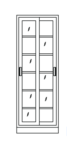 Floor Cabinet with 2 Glass Sliding Doors, 84 in. H x 48 in. W x 21-1/4 in. D, Prime Industries, F8448-2GSF21