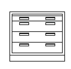 Metal ADA-Height Cabinet with 1 Full Width Shallow Drawer at Top and 3 Full Width Deeper Drawers at Bottom, 36 in. Wide, Prime Industries, B3336-031