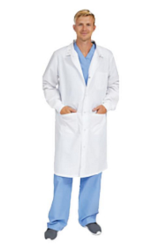 Propel Lab Coat, Unisex 4-Pocket Full-Length with Knit Cuffs, White, X-Large, Medline Industries, 3436WHTXL