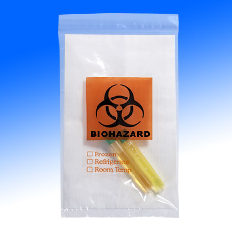 Bag, Biohazard Specimen Transport, 6 in. x 9 in., Zipper Closure with Score Line and Document Pouch, 1000/CS, Globe Scientific, 4918-100