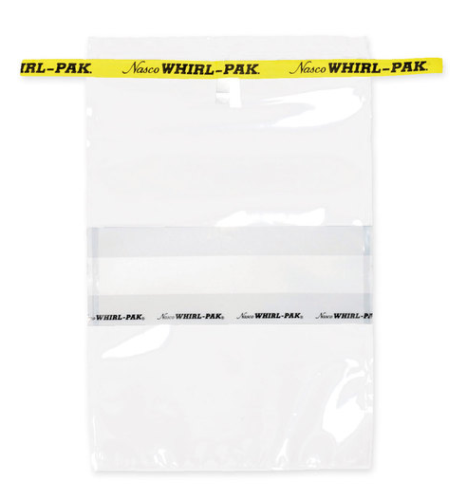 Bag, Write-On, Whirl-Pak, Yellow Tape 24 oz. (710 mL), 6 in. W x 9 in. L (15 x 23 cm), 3.0 mil (0.076 mm)